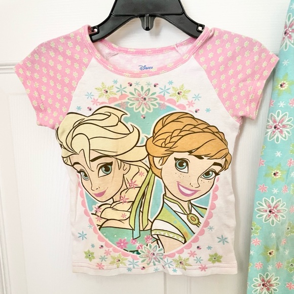 Disney Frozen Toddler Girl Floral Pajama Pants Set Size 3T - Picture 1 of 3